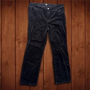Jones New York Signature Black Corduroy Pants Size 14 Straight Leg Stretch